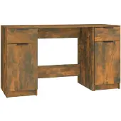 vidaXL Bureau avec armoire d'appoint Chêne fumé Matériau dérivé du bois