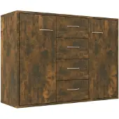 vidaXL Sideboard chêne fumé 88x30x65 cm bois composite