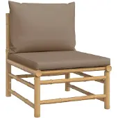 vidaXL Canapé central de jardin avec coussin taupe en bambou