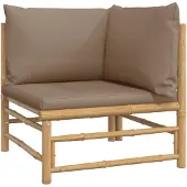 vidaXL Canapé d'angle de jardin avec coussin taupe en bambou