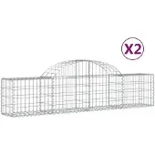 vidaXL Gabions avec arc surélevé 2 pcs. 200x30x40/60 cm Fer galvanisé