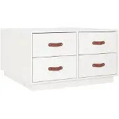 vidaXL Table basse blanche 80x80x45 cm pin massif