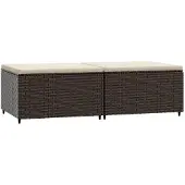 vidaXL Repose-pieds de jardin coussins lot de 2 marron résine tressée