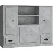 vidaXL Highboards 3 pcs. Gris béton Bois composite