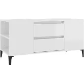 vidaXL Armoire TV blanc brillant 102x44,5x50 cm Bois composite