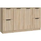vidaXL Sideboards 3 pcs. chêne Sonoma bois composite