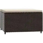 vidaXL Repose-pied de jardin avec coussin marron résine tressée