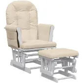 vidaXL Chaise berçante avec repose-pied Blanc crème Tissu