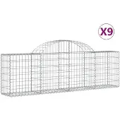 vidaXL Gabions avec arc surélevé 9 pcs. 200x30x60/80 cm Fer galvanisé