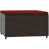 vidaXL Repose-pied de jardin avec coussin marron résine tressée