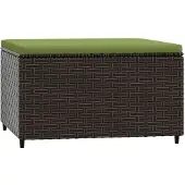 vidaXL Repose-pied de jardin avec coussin marron résine tressée