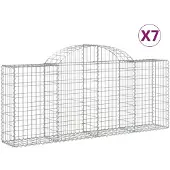 vidaXL Gabions avec arc surélevé 7 pcs. 200x30x80/100 cm Fer galvanisé