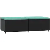 vidaXL Repose-pieds de jardin et coussins lot de 2 noir résine tressée