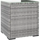 vidaXL Table d'appoint gris 40x37x40,5 cm poly rotin et verre trempé
