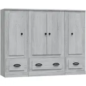 vidaXL Highboards 3 pcs. Gris Sonoma Matériau dérivé du bois
