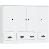 vidaXL Highboards 3 pcs. Blanc Bois composite