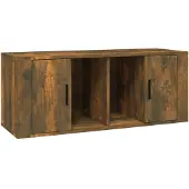 vidaXL Armoire TV chêne fumé 100x35x40 cm bois composite