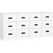 vidaXL Sideboards 2 pcs. Blanc Bois composite