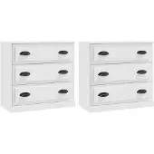 vidaXL Sideboards 2 pcs. Blanc Bois composite