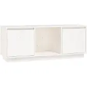 vidaXL Meuble TV blanc 110,5x35x44 cm pin massif