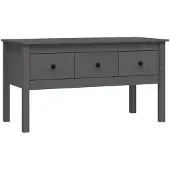 vidaXL Table basse Gris 102x49x55 cm Pin massif