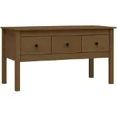 vidaXL Table basse Marron miel 102x49x55 cm Bois massif de pin