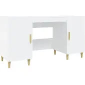 vidaXL Bureau blanc 140x50x75 cm bois composite