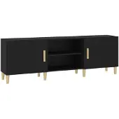 vidaXL Armoire TV noire 150x30x50 cm Bois composite