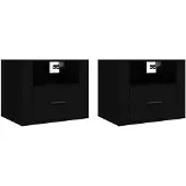 vidaXL Tables de chevet murales 2 pcs Noir 50x36x40 cm