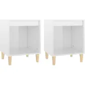 vidaXL Tables de chevet 2 pcs Blanc brillant 40x35x50 cm
