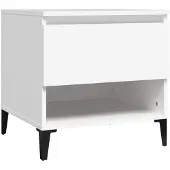 vidaXL Table d'appoint Blanc 50x46x50 cm Bois d’ingénierie