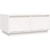vidaXL Table basse blanche 80x50x35 cm pin massif
