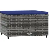 vidaXL Repose-pied de jardin avec coussin Gris Résine tressée