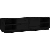 vidaXL Armoire TV noire 156x40x40 cm pin massif