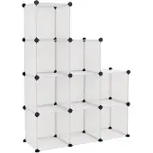vidaXL Cubes de rangement 9 pcs Transparent PP