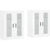 vidaXL Armoires murales 2 pcs. Blanc Bois composite