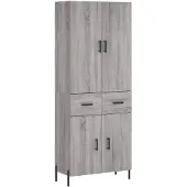 vidaXL Highboard Gris Sonoma 69,5x34x180 cm Matériau dérivé du bois