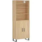 vidaXL Highboard chêne Sonoma 69,5x34x180 cm Matériau dérivé du bois