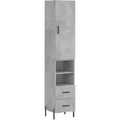vidaXL Highboard gris béton 34,5x34x180 cm Bois composite