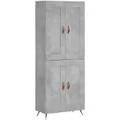 vidaXL Highboard gris béton 69,5x34x180 cm Bois composite