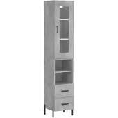 vidaXL Highboard gris béton 34,5x34x180 cm Bois composite