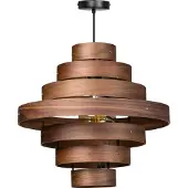 Eth Lampe à suspension robuste Walnut 7 anneaux bois marron