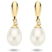 Marie-Celeste Celeste Earparts perles et zircons, (Perle d'eau douce et zirconium)