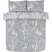 Finest Homeware Christmas Winter Forest Bettwäsche für Doppelbett, Grau 200x200cm