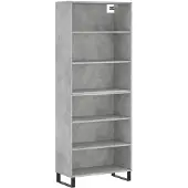 vidaXL Highboard gris béton 69,5x32,5x180 cm Bois composite