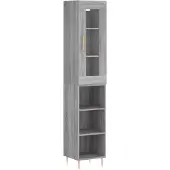 vidaXL Highboard Gris Sonoma 34,5x34x180 cm Matériau dérivé du bois