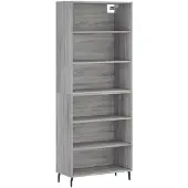vidaXL Highboard Gris Sonoma 69,5x32,5x180 cm Matériau dérivé du bois