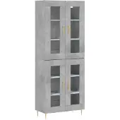 vidaXL Buffet haut Gris béton 69,5x34x180 cm Bois d'ingénierie