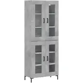 vidaXL Highboard gris béton 69,5x34x180 cm Bois composite