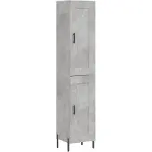 vidaXL Highboard gris béton 34,5x34x180 cm Bois composite